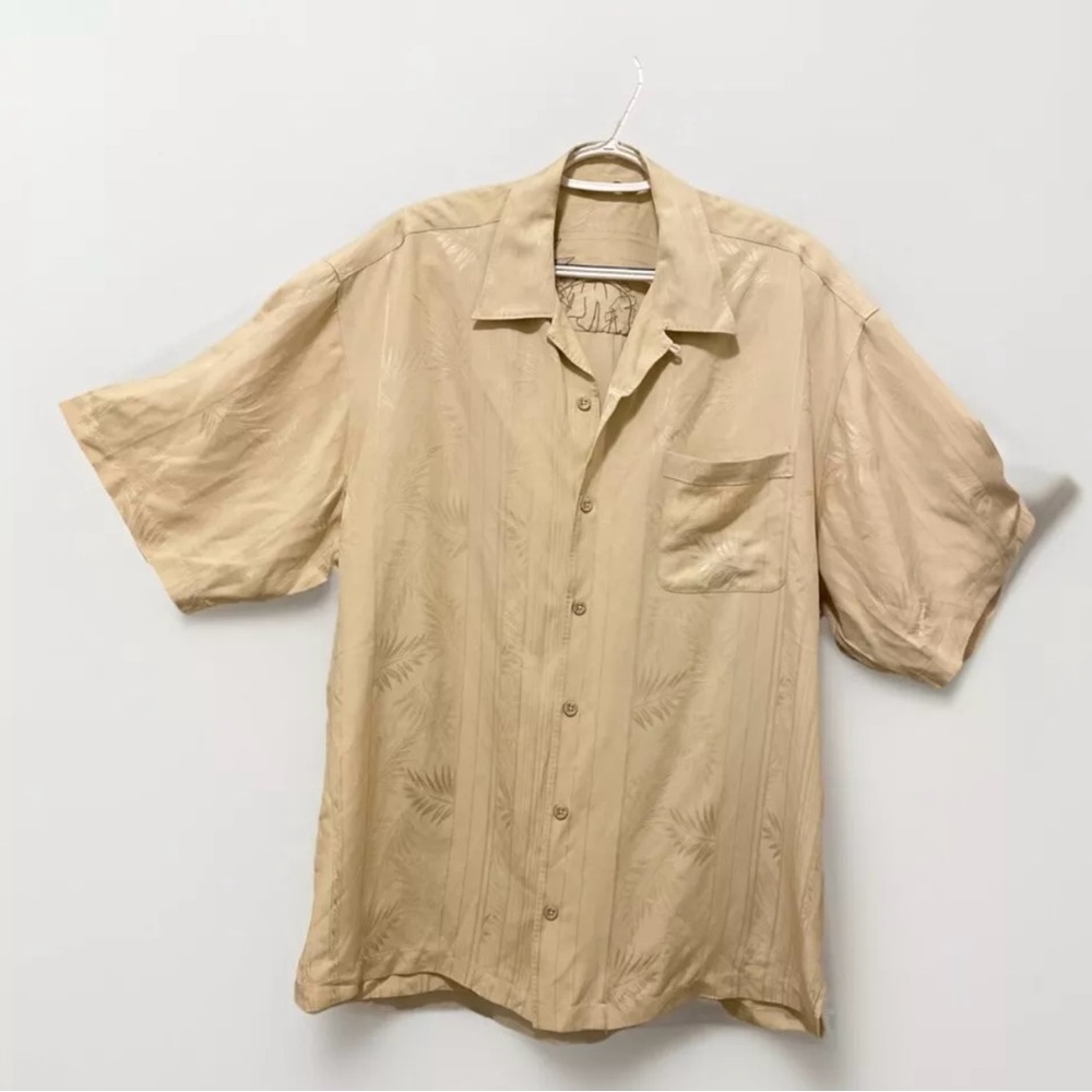 Tommy Bahama Men’s Hawaiian Leaf Button Down Beach Camp Silk Linen Shirt Size L